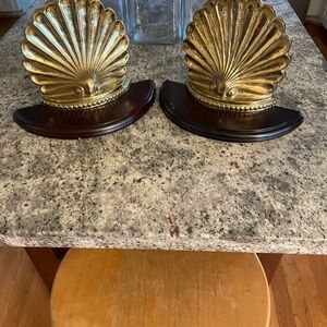 2 Brass & Wood Wall Shelf’s